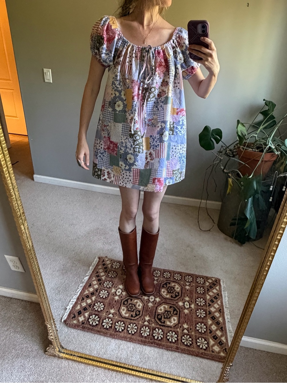 Handmade (by me!) patchwork dress with bloomers!